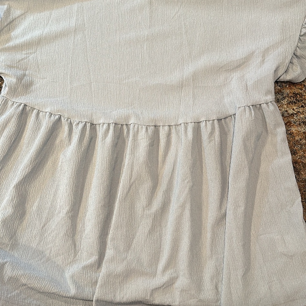 Cream Peplum Short Sleeve Blouse